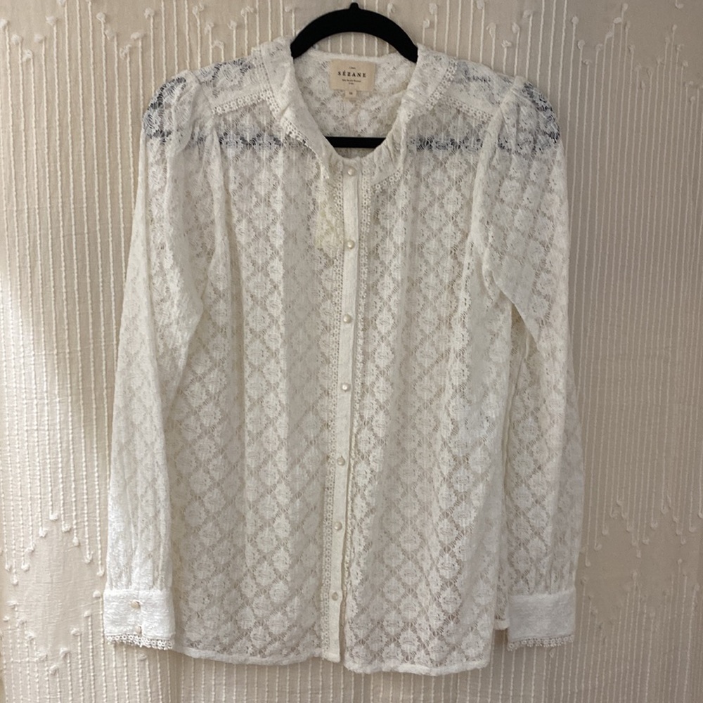 Sezane Nila Lace Blouse size 38 NWT